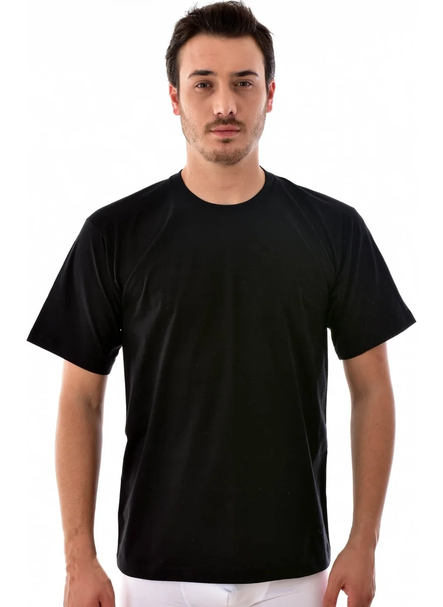 Tutku Passion 6 Pieces 0105 White Men's Half Sleeve Undershirt Black