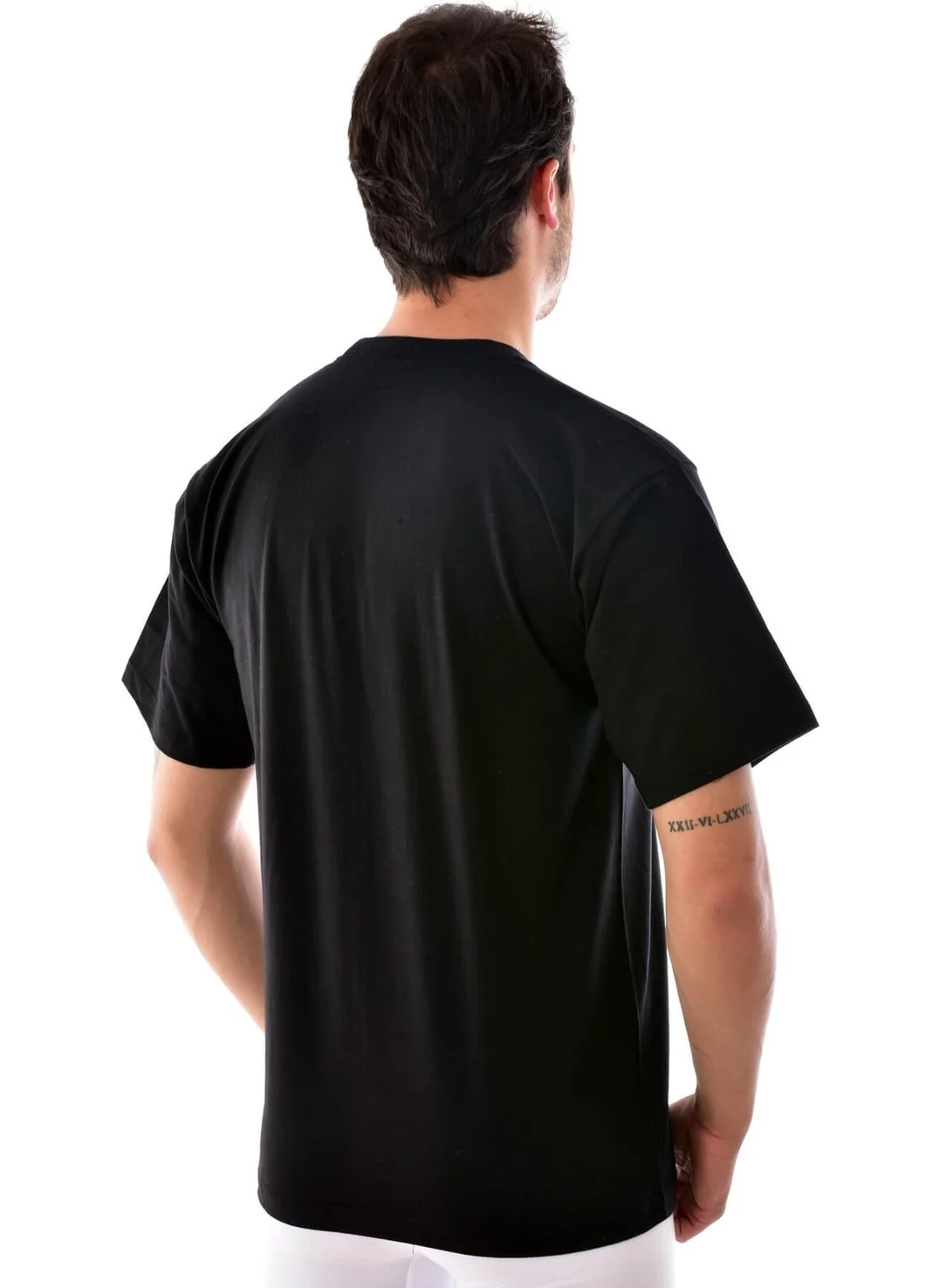 Tutku Passion 6 Pieces 0105 White Men's Half Sleeve Undershirt Black