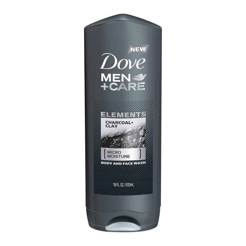 Dove Men+Care DOVE MEN + CARE Body and Face Wash 4 Count Purifying Charcoal + Clay Body Wash for Men with 24-Hour Nourishing Micromoisture Technology 18 oz - Image 1