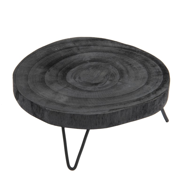 Creative CoOp Decorative Paulownia Wood Pedestal Black