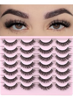 FARRED FARRED Natural Lashes Short Eyelashes Wispy False Mink Lash Pack 14 Pair Natural Look Fluffy Cat Eye Strip Eyelash Small Fake Lashes Full Pestañas Sets for MUA and Beginners Daily Makeup (F1 | 8-14mm)  - Image 1