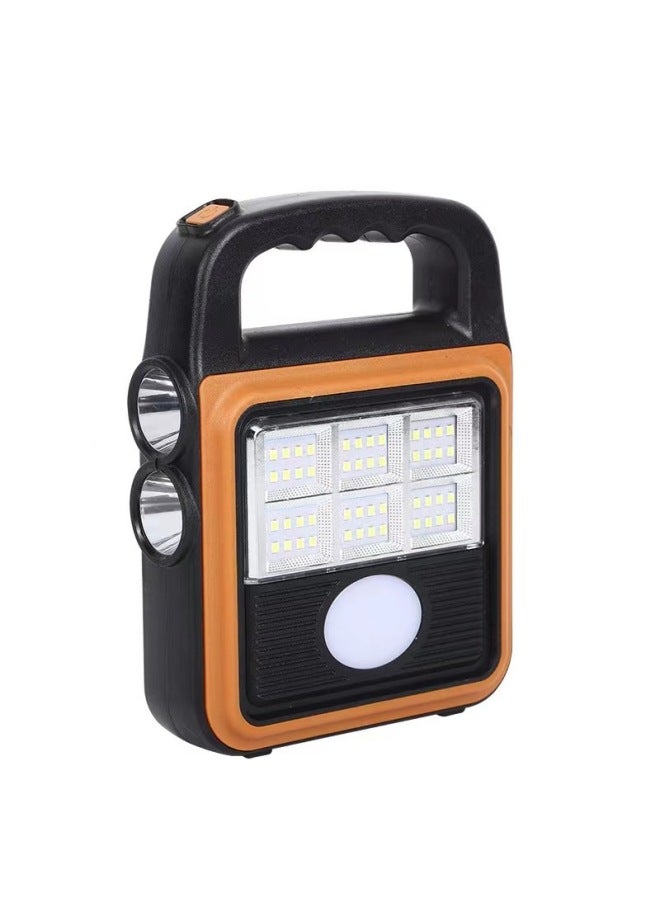 Solar Portable Lamp Multifunctional Waterproof Charging Treasure Outdoor Searchlight Camping Flashlight-Color:878 "LED Blue]  - Image 3