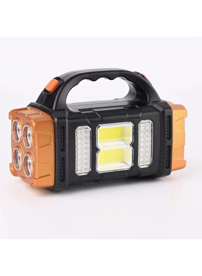 Solar Portable Lamp Multifunctional Waterproof Charging Treasure Outdoor Searchlight Camping Flashlight-Color:878 "LED Blue]  - Image 4