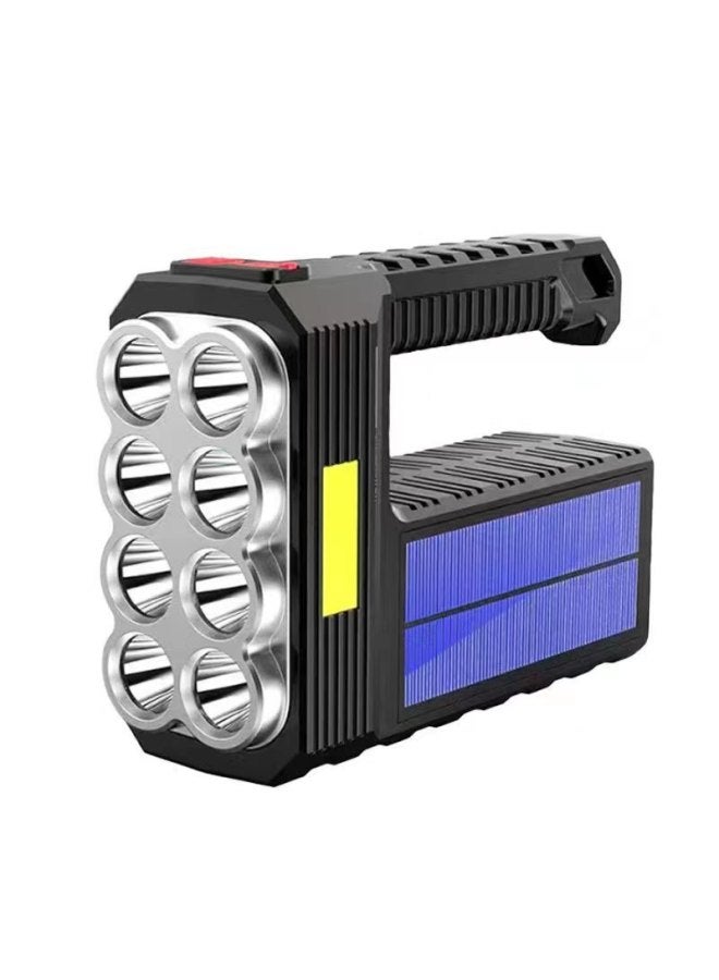 Solar Portable Lamp Multifunctional Waterproof Charging Treasure Outdoor Searchlight Camping Flashlight-Color:878 "LED Blue]  - Image 5