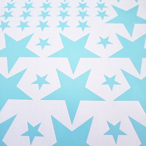 The Boho Design Stars Wall Decals Peel and Stick for Kids, Baby Bedroom Nursery and Living Room, Vinyl Wall Stickers Decor (Grey and Light Blue) - Image 5