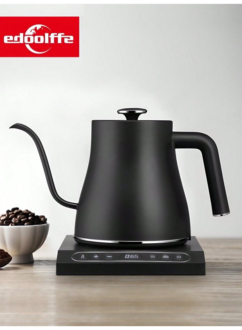 إدولوف غلاية إيدولف الكهربائية ذات العنق المرن لصب القهوة 100% من الفولاذ المقاوم للصدأ مع غطاء داخلي وقاع سوداء مطفية بسعة 0.8 لتر وقوة تسخين سريعة بقدرة 1200 واط - Image 3