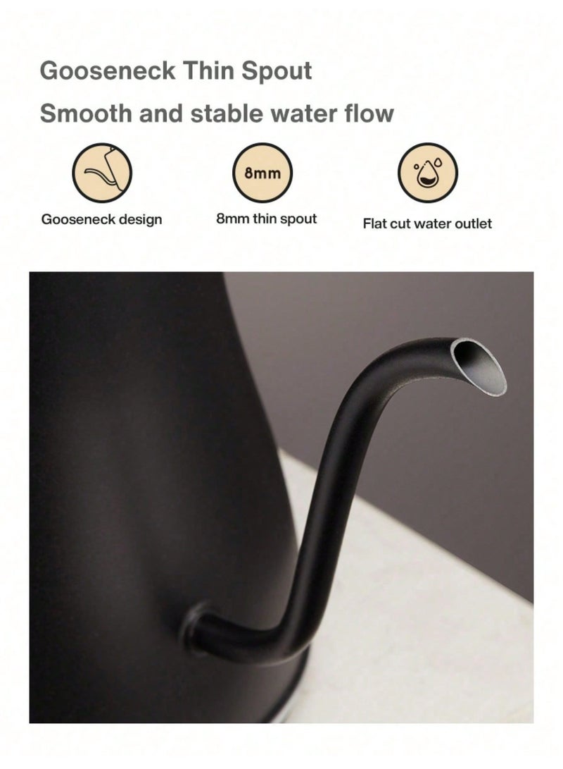 إدولوف غلاية إيدولف الكهربائية ذات العنق المرن لصب القهوة 100% من الفولاذ المقاوم للصدأ مع غطاء داخلي وقاع سوداء مطفية بسعة 0.8 لتر وقوة تسخين سريعة بقدرة 1200 واط - Image 5