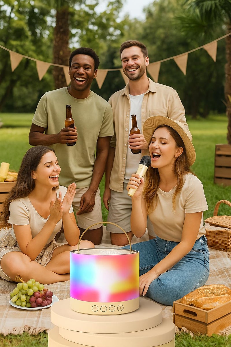 QLECT Portable Karaoke Bluetooth Speaker with Wireless Mic, 5W HiFi Sound, RGB LED Lights, Voice Change Effects, Rechargeable, for Kids & Adults, Home & Outdoor Party(Bidge) - Image 5