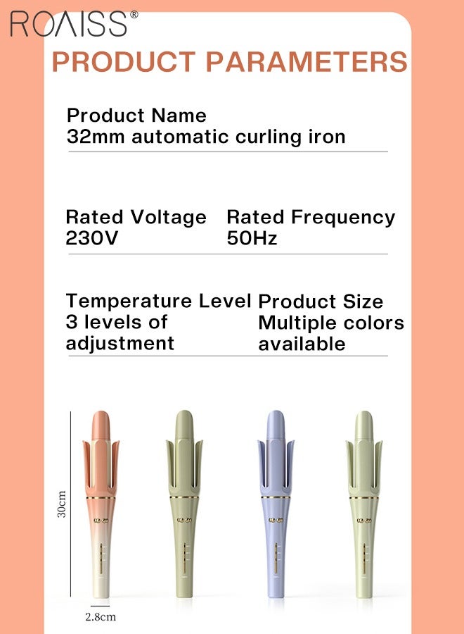 roaiss 40MM Automatic Hair Curler, 360° Rotating Electric Curling Iron Adjustable Curling Wand with 3 Temps Fast Heating Ceramic Barrel Hair Curling Wand for Medium Long Hair Curls Waves (Pink) - Image 3