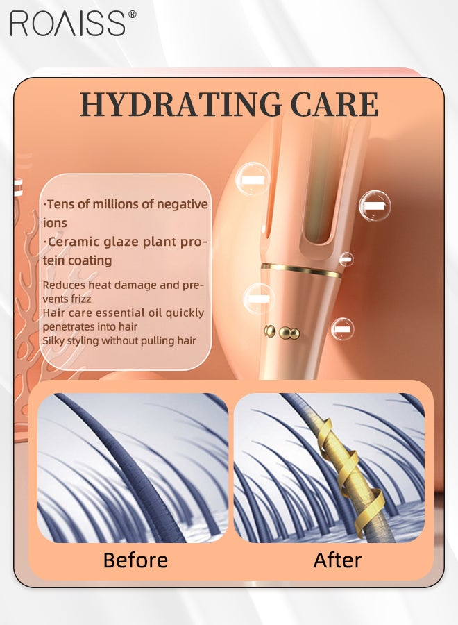 roaiss 40MM Automatic Hair Curler, 360° Rotating Electric Curling Iron Adjustable Curling Wand with 3 Temps Fast Heating Ceramic Barrel Hair Curling Wand for Medium Long Hair Curls Waves (Pink) - Image 5