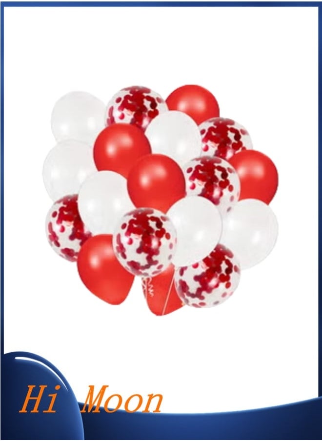 Hi Moon Red White Confetti Balloons for Birthday Decorations Pack of 50  - Image 1