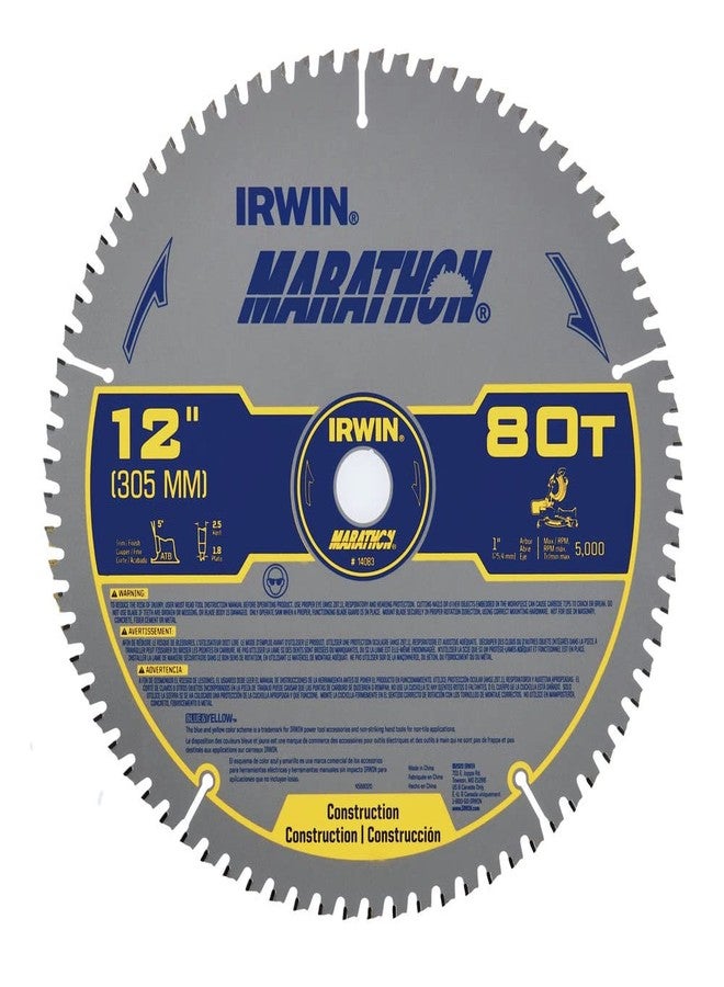 IRWIN Tools MARATHON Carbide Table/Miter Circular Blade, 12-Inch, 80T (14083)