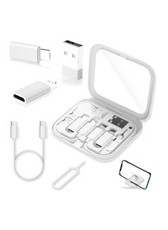 USB Adapter Kit, USB-C to Adapter, C Lighting Box, Multi-Type Charging Cable Case for Traveling, OTG Adapters iPhone 14/15, Google Pixel (White)