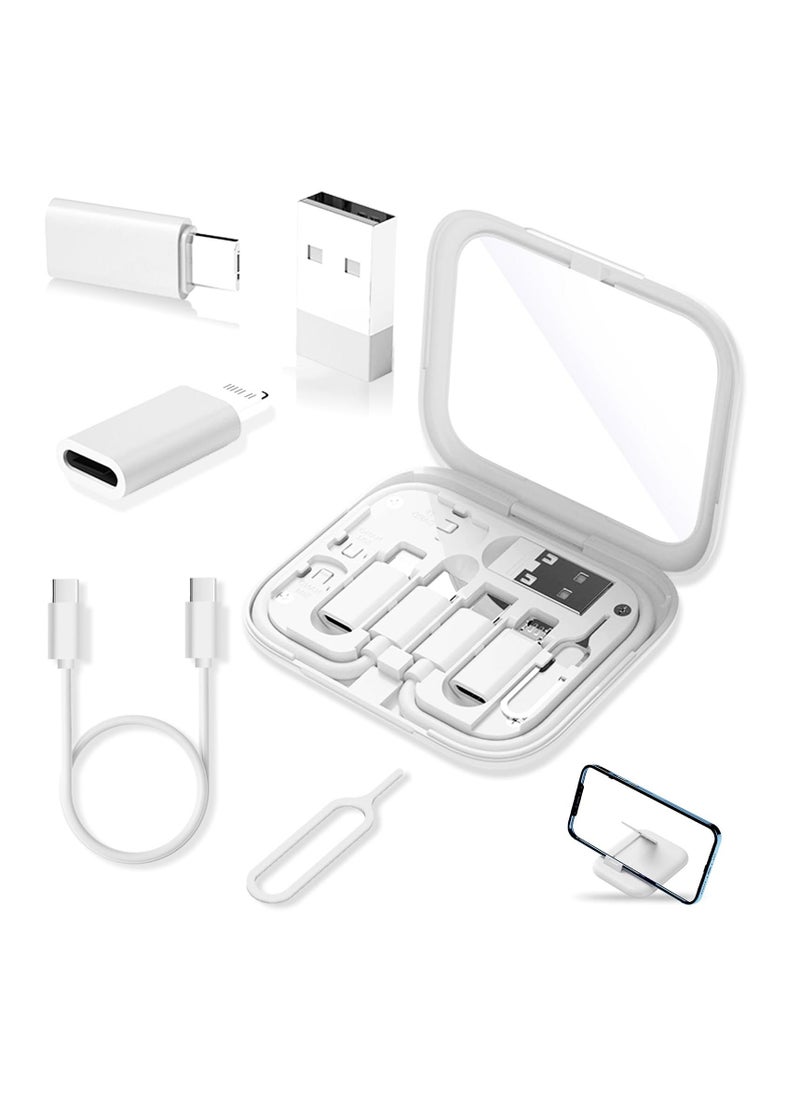 Y&D - USB Adapter Kit, USB-C to Adapter, C Lighting Box, Multi-Type Charging Cable Case for Traveling, OTG Adapters iPhone 14/15, Google Pixel (White) - Image 1