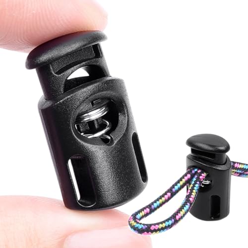 CooBigo 10 PCS Plastic Spring Cord Locks for Drawstring, Paracord Toggle Stopper Clasp Elastic Shoeslace Lock Sweatpants Hoodie String Clips Bungee Swim Goggles Gloves String Lock Replacement - Image 1