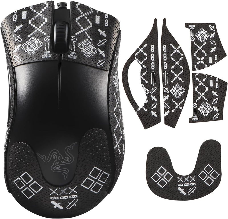immoenuc Mouse Grip Tape Sticker for Razer DeathAdder Essential Mouse, Anti-Slip Skin, Self-Adhesive, Pre-Cut, Sweat-Resistant, Black - Image 1