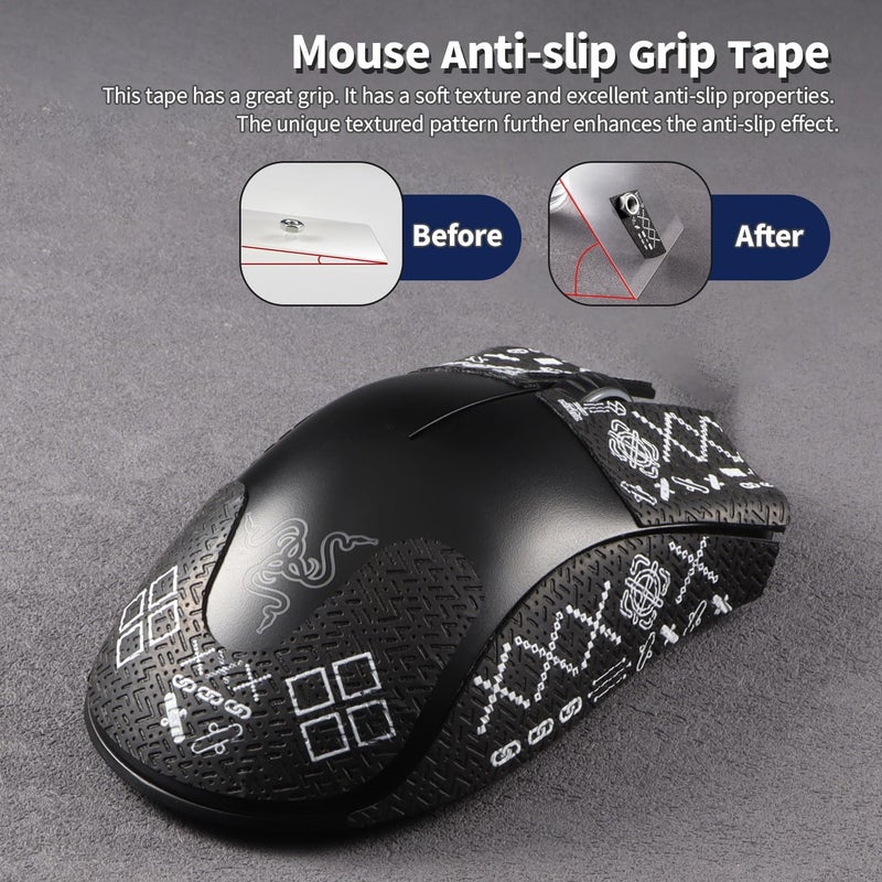 immoenuc Mouse Grip Tape Sticker for Razer DeathAdder Essential Mouse, Anti-Slip Skin, Self-Adhesive, Pre-Cut, Sweat-Resistant, Black - Image 5