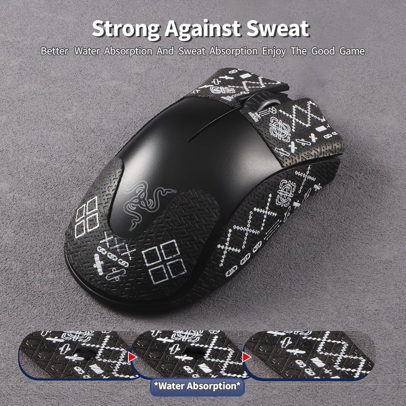immoenuc Mouse Grip Tape Sticker for Razer DeathAdder Essential Mouse, Anti-Slip Skin, Self-Adhesive, Pre-Cut, Sweat-Resistant, Black - Image 4