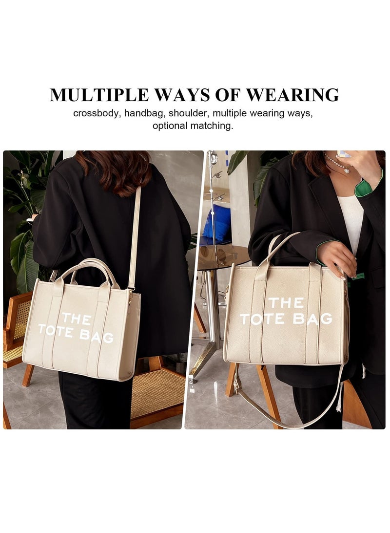 MIXDE Tote Bags for Women - Large PU Leather Tote Bag Trendy Travel Tote Bag Handbag Top-Handle Shoulder Crossbody Bags  - Image 3