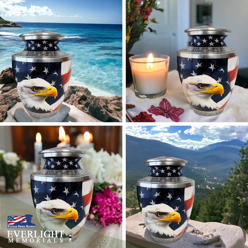 Everlight Memorials Cremation Urns For Human Ashes - American Eagle Large Patriotic Urn For Adult Men & Women - Burial Urns For Adult Human Ashes - Image 4