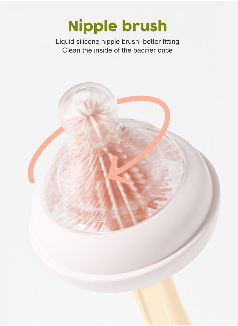 URbazaar Bottle Brush Silicone Baby Bottle Cleaner Brush BPA Free Teat Straw Cleaner Feeding Bottle Cleaning Brush with Stand (Pink)  - Image 4