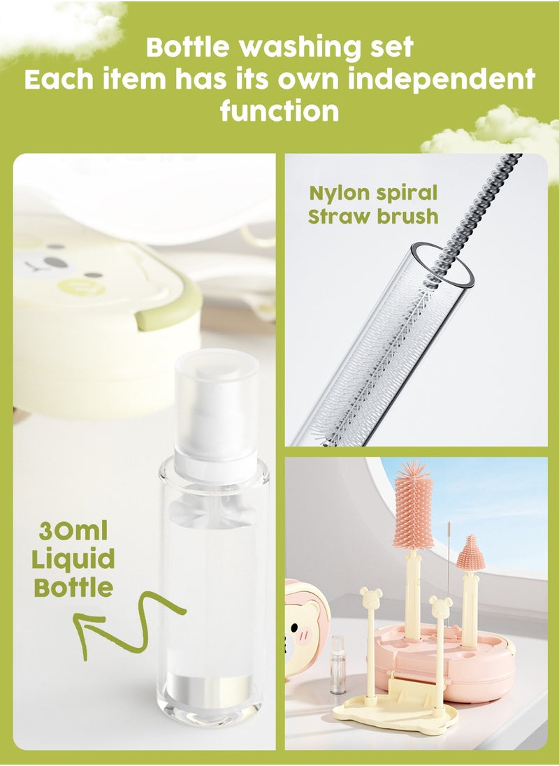 URbazaar Bottle Brush Silicone Baby Bottle Cleaner Brush BPA Free Teat Straw Cleaner Feeding Bottle Cleaning Brush with Stand (Pink)  - Image 5