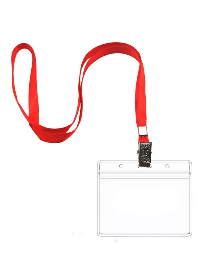 Beebel Red Lanyard 50Pcs 32 Inch Lanyards For Id Name Tag Badge Holders Or Other Portable Item (Red) - Image 3
