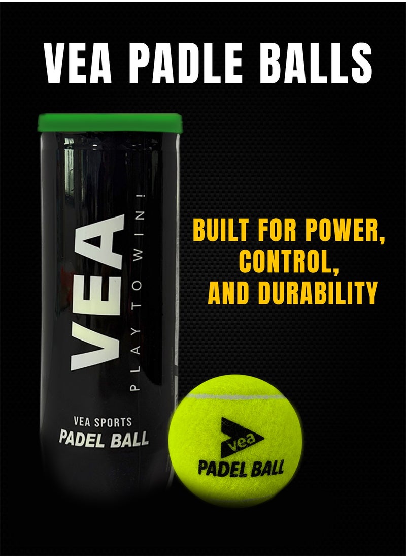 VEA VEA Padel Balls – Premium Pressurized Padel Balls for – Long-Lasting Bounce, Durable Felt –01 Tube  - Image 4