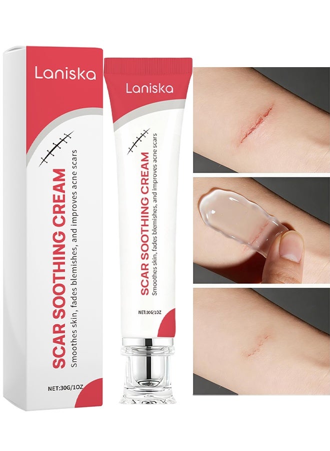 LANISKA Scar Soothing Cream, Scar Cream & Silicone Gel For Scar Removal, Natural, Reduces Redness, Advanced Treatment For Surgical Scars, Keloid Bumps, Stretch Marks & Skin Repair, 20g - Image 1