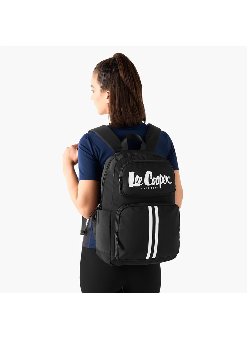 لي كوبر Lee Cooper Logo Print Backpack with Adjustable Shoulder Straps