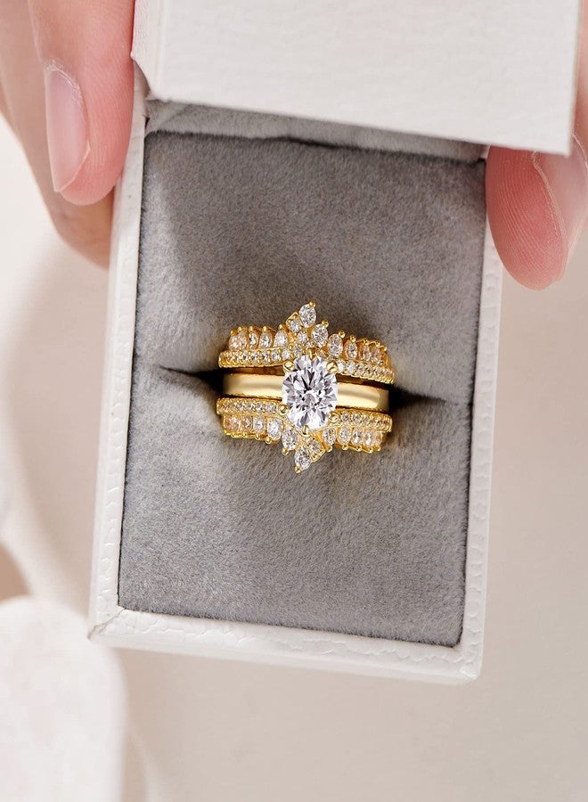 نيو شي جولري مجموعة خواتم زفاف نيوشي للمجوهرات النسائية، خاتم زفاف مرصع بالزركون، طقم خاتم خطوبة من الفضة الإسترليني عيار 925، مقاس 7 - Image 4