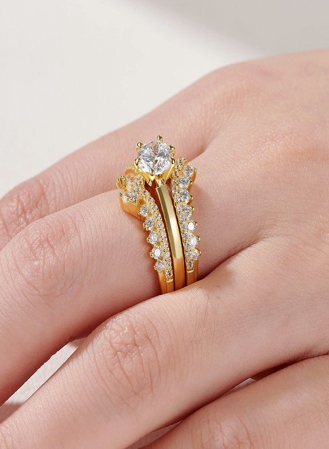 نيو شي جولري مجموعة خواتم زفاف نيوشي للمجوهرات النسائية، خاتم زفاف مرصع بالزركون، طقم خاتم خطوبة من الفضة الإسترليني عيار 925، مقاس 7 - Image 5