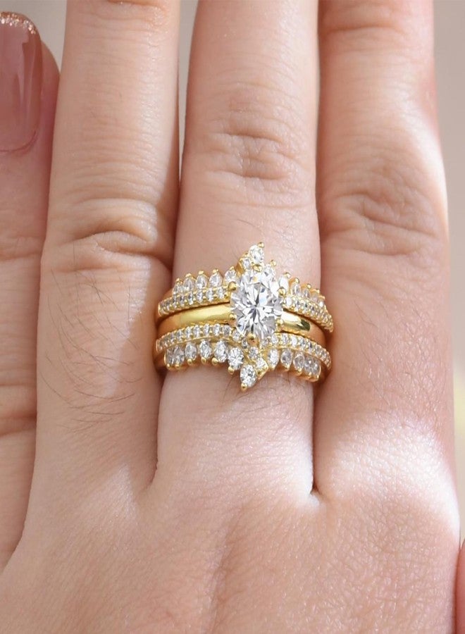 نيو شي جولري مجموعة خواتم زفاف نيوشي للمجوهرات النسائية، خاتم زفاف مرصع بالزركون، طقم خاتم خطوبة من الفضة الإسترليني عيار 925، مقاس 7 - Image 2