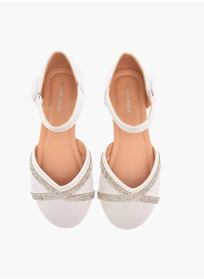 فلورا بيلا من شو إكسبرس Girls Embellished Ballerina Shoes with Hook and Loop Closure Ramadan Collection