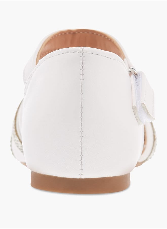 Flora Bella By Shoexpress Girls Embellished Ballerina Shoes with Hook and Loop Closure Ramadan Collection  - Image 4