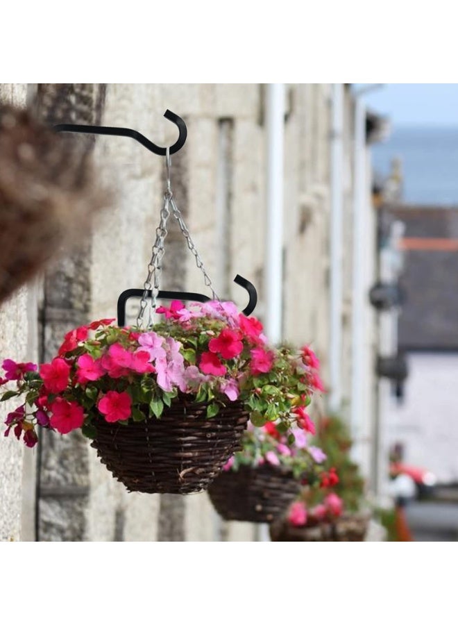 FDTY 2 حزمة من خطافات الحائط لتعليق النباتات، خطافات معدنية زخرفية، خطافات حائطية على شكل فوانيس لتعليق أواني النباتات ومغذيات الطيور وأجراس الرياح، خطافات للنباتات الداخلية والخارجية لتزيين المنزل (أسود) - Image 5