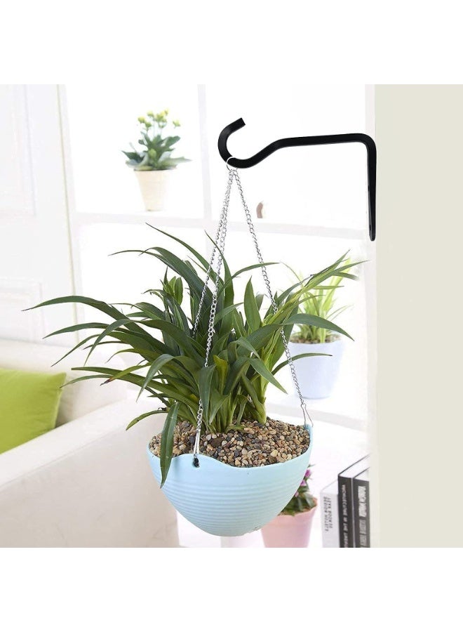 FDTY 2 حزمة من خطافات الحائط لتعليق النباتات، خطافات معدنية زخرفية، خطافات حائطية على شكل فوانيس لتعليق أواني النباتات ومغذيات الطيور وأجراس الرياح، خطافات للنباتات الداخلية والخارجية لتزيين المنزل (أسود) - Image 4