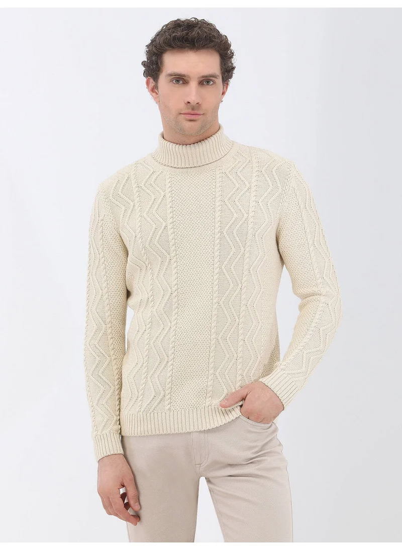 Kip Ecru Half Turtleneck Cotton Blend Knitwear