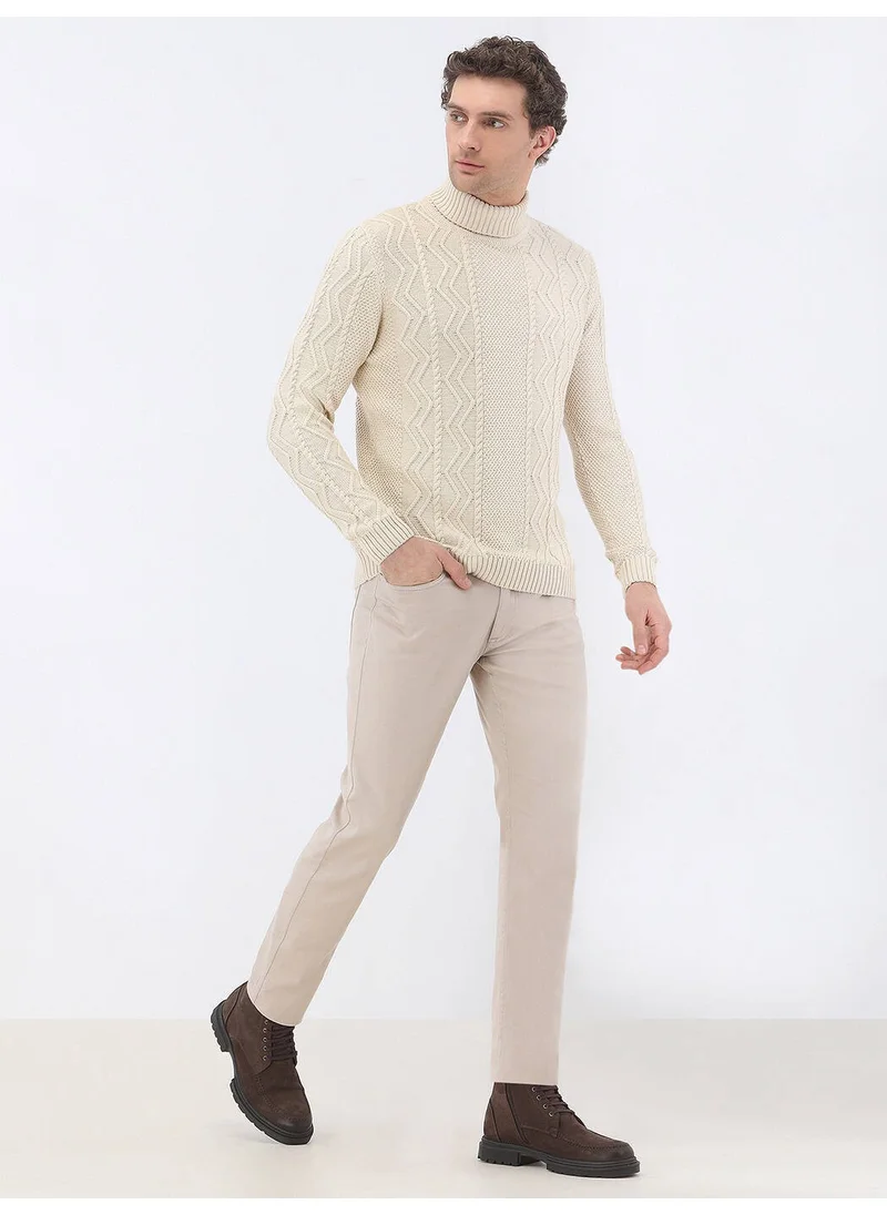 Kip Ecru Half Turtleneck Cotton Blend Knitwear