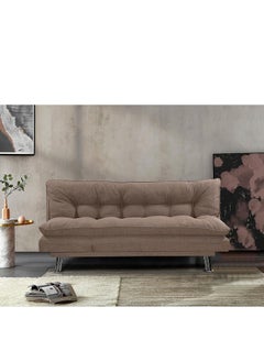 SILA Sofa Cum Bed Sleeping Fabric Sofa Three Seat Modern Design Living Room Sofa S208 Color Brown 180x110x75  - Image 1