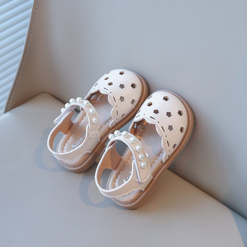 Korean Style Kidsren'S Leather Shoes 2025 Girls' Carved Cut Out Princess Shoes Forest Style Retro Baby Toe-Cap Half Sandals - Image 5