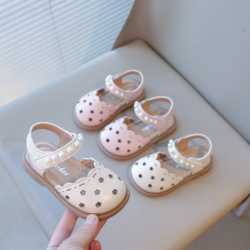 Korean Style Kidsren'S Leather Shoes 2025 Girls' Carved Cut Out Princess Shoes Forest Style Retro Baby Toe-Cap Half Sandals - Image 3