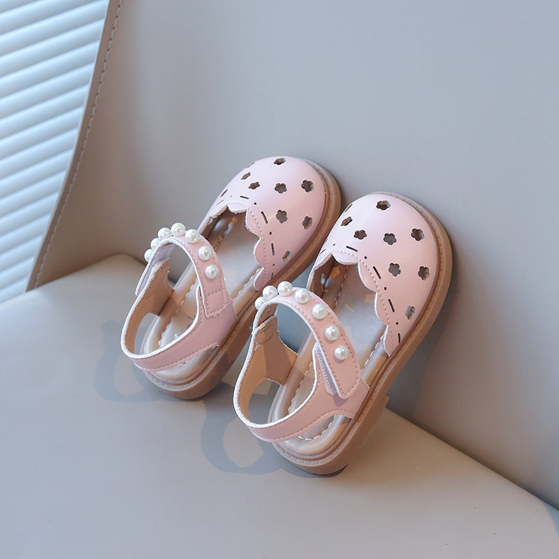 Korean Style Kidsren'S Leather Shoes 2025 Girls' Carved Cut Out Princess Shoes Forest Style Retro Baby Toe-Cap Half Sandals - Image 4