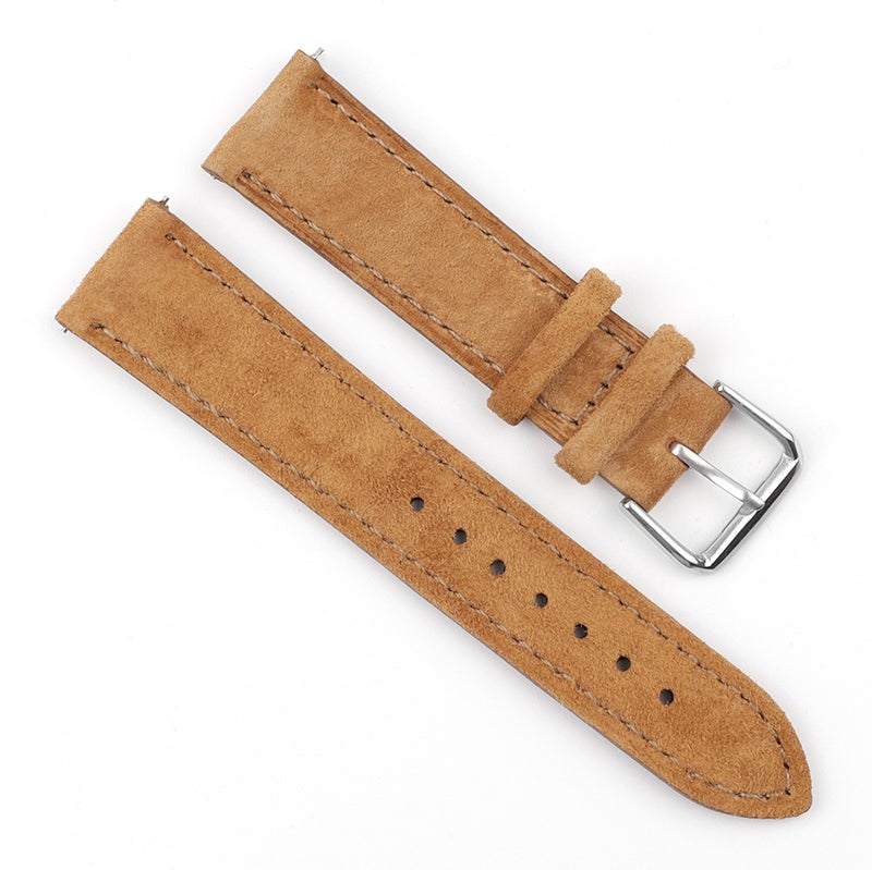 Generic Suede Watchband Suede Leather Bottom Soft Leather Universal Casual Quick Detach Frosted Vintage Watch Chain Belt Universal earthy yellow 