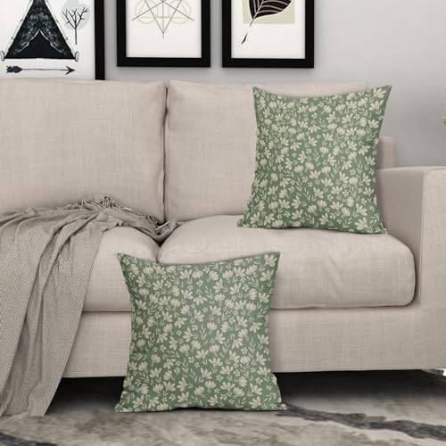 Aytipun Spring Sage Green Pillow Covers 18x18 Set of 2 Vintage Floral Rustic Old Style Cute Flower French Print Decorative Outdoor Pillowcases Seasonal Farmhouse Throw Cushion Case Decor for Couch Sofa Bed - Image 3