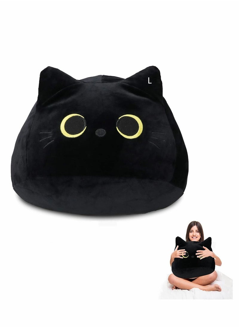 KASTWAVE Plush Toy, 3D Black Cat Plush Toy Pillow, Cute Animal Cat-Shaped Stuffed Pillow Cushion Great Gifts / Gifted for Birthday , Valentine's Day , Give Girlfriend and Children,Black-15.7"…  - Image 1