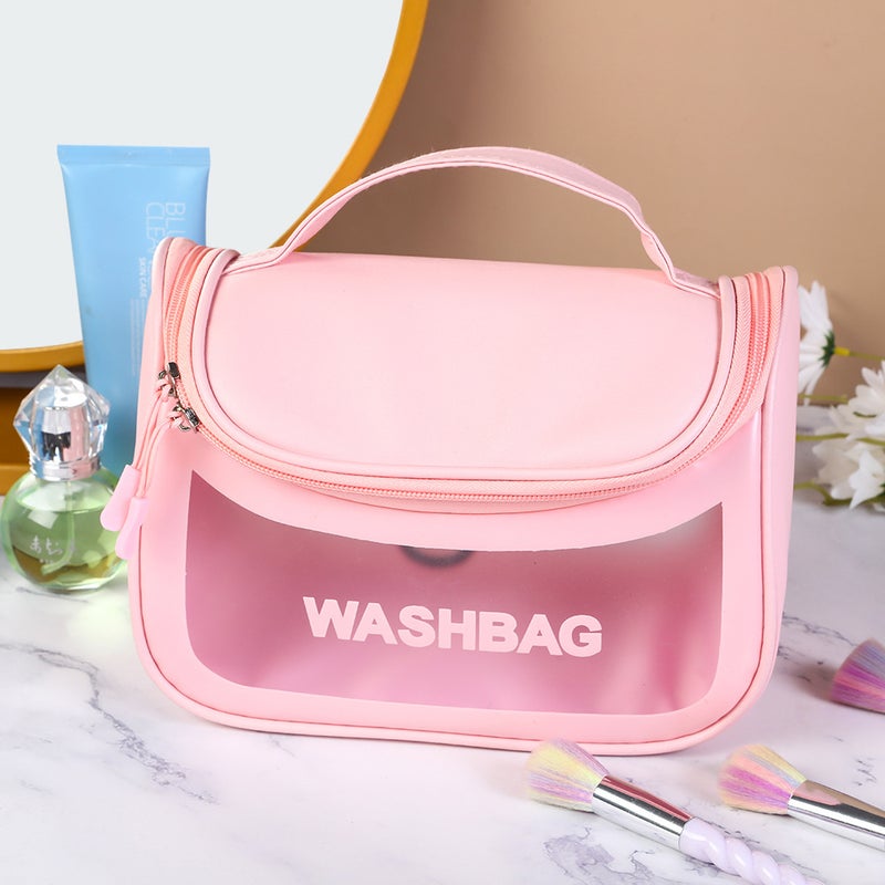 Frosted Curved Bag small size Blue Ice Toiletry Bag Portable Hook Cosmetic Bag Mini Flip Letter Storage Bag Sakura Powder