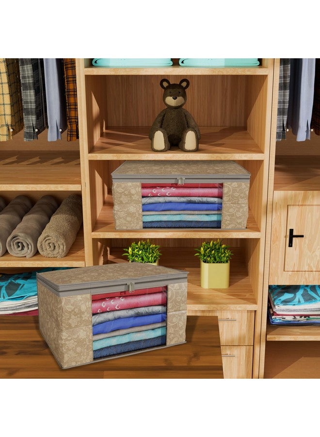 Kuber Industries (Pack of 4) Saree Covers | Non-Woven Saree Bags (9 Inch) Clothes Bag for Women | Foldable Storage Bag for Almirah & Wardrobe (New Flower) Sari Cover Bags | Brown - Image 2