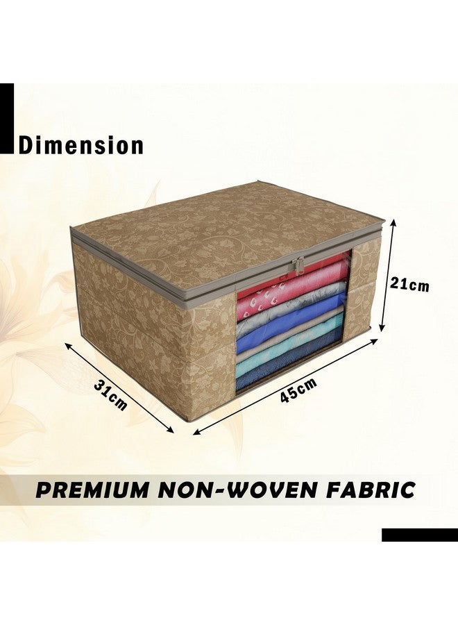 Kuber Industries (Pack of 4) Saree Covers | Non-Woven Saree Bags (9 Inch) Clothes Bag for Women | Foldable Storage Bag for Almirah & Wardrobe (New Flower) Sari Cover Bags | Brown - Image 3