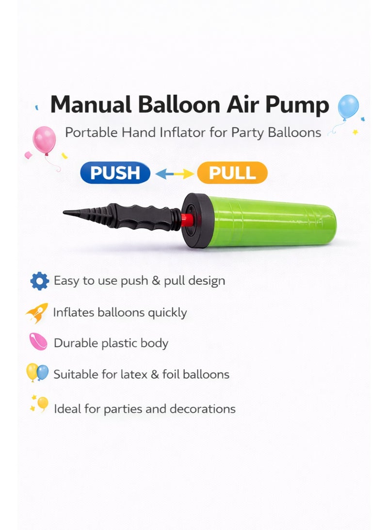 Party Time Manual Balloon Air Pump Portable Hand Inflator for Party Balloons - Image 2